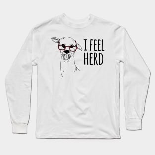 Cute Deer "I Feel Herd" Meme Funny Sayings Animal women's Long Sleeve T-Shirt